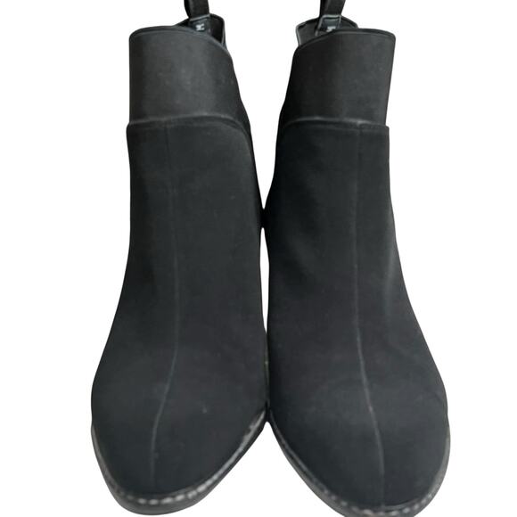 Stuart Weitzman Ankle Boots Women 6 3/4-7 Black Suede Stretch Block Heel Booties - Picture 7 of 16